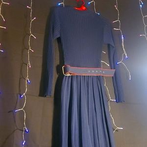 Rare Susan Thomas 60s era navy blue dress with belt.